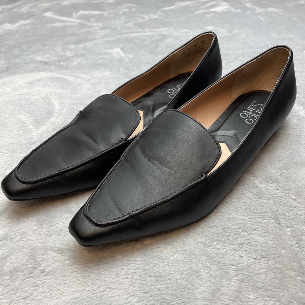 Franco‎ Sarto Womens Belamour Loafers 8.5M Black Faux Leather Pointed Toe Flats